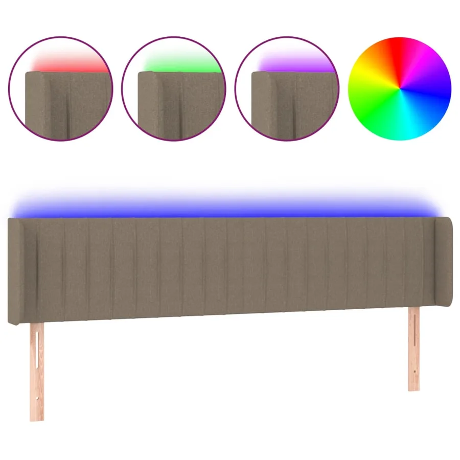 Tête de lit à LED Taupe 163x16x78/88 cm Tissu - 2
