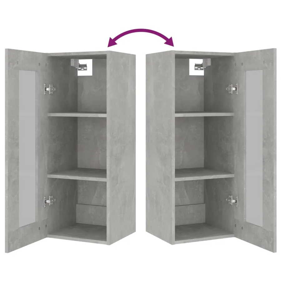 Armoire murale suspendue Gris béton 34,5x34x90 cm - 10