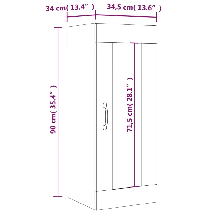 Armoire murale suspendue Gris béton 34,5x34x90 cm - 13