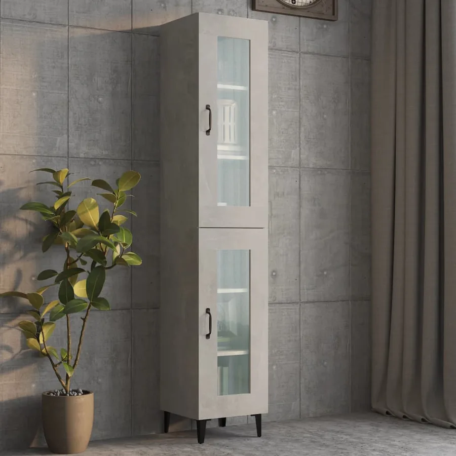 Armoire murale suspendue Gris béton 34,5x34x90 cm - 3