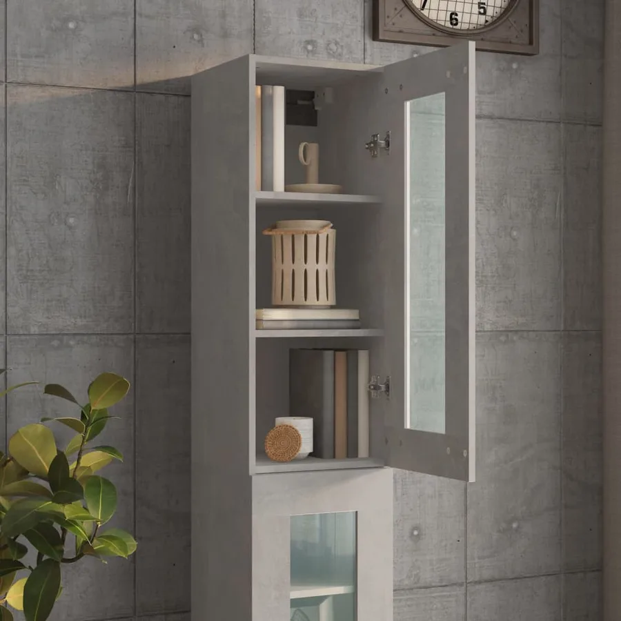 Armoire murale suspendue Gris béton 34,5x34x90 cm - 4