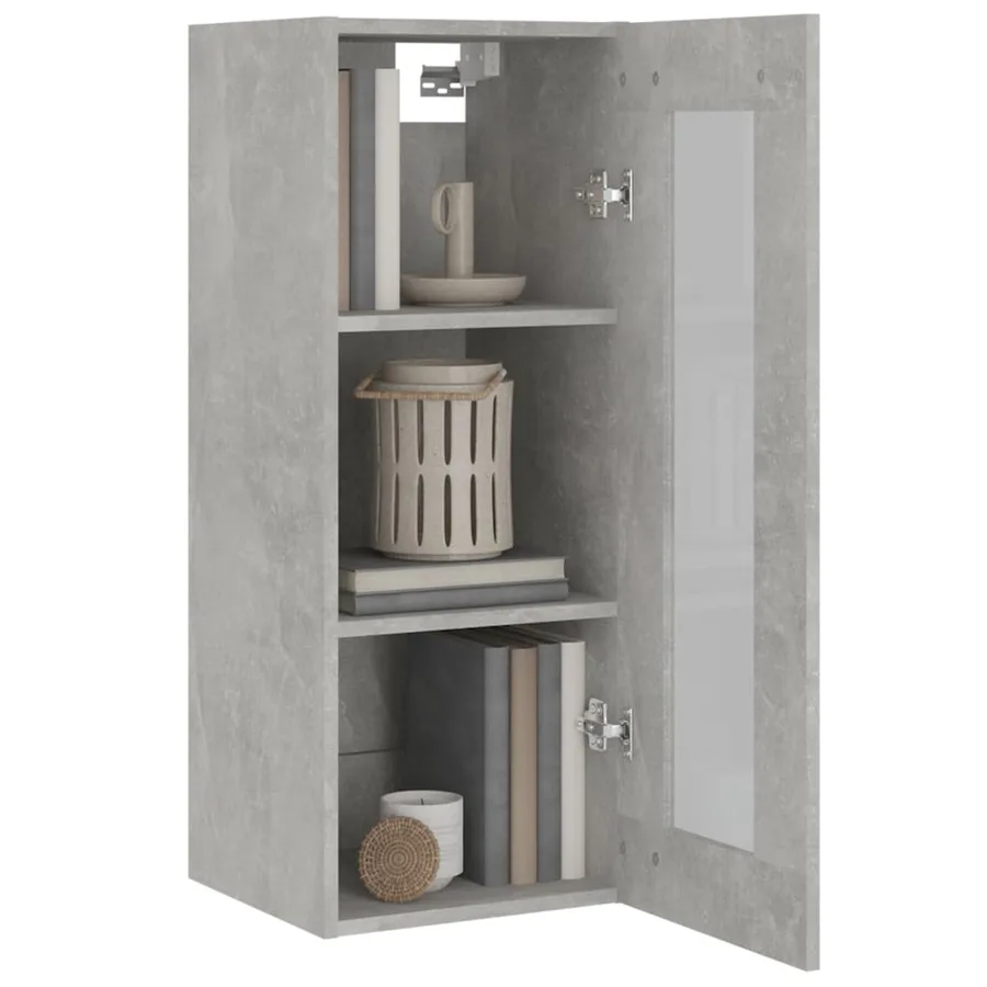 Armoire murale suspendue Gris béton 34,5x34x90 cm - 6