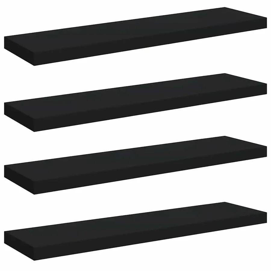 Étagères murales flottantes 4 pcs noir 90x23,5x3,8 cm MDF - 2