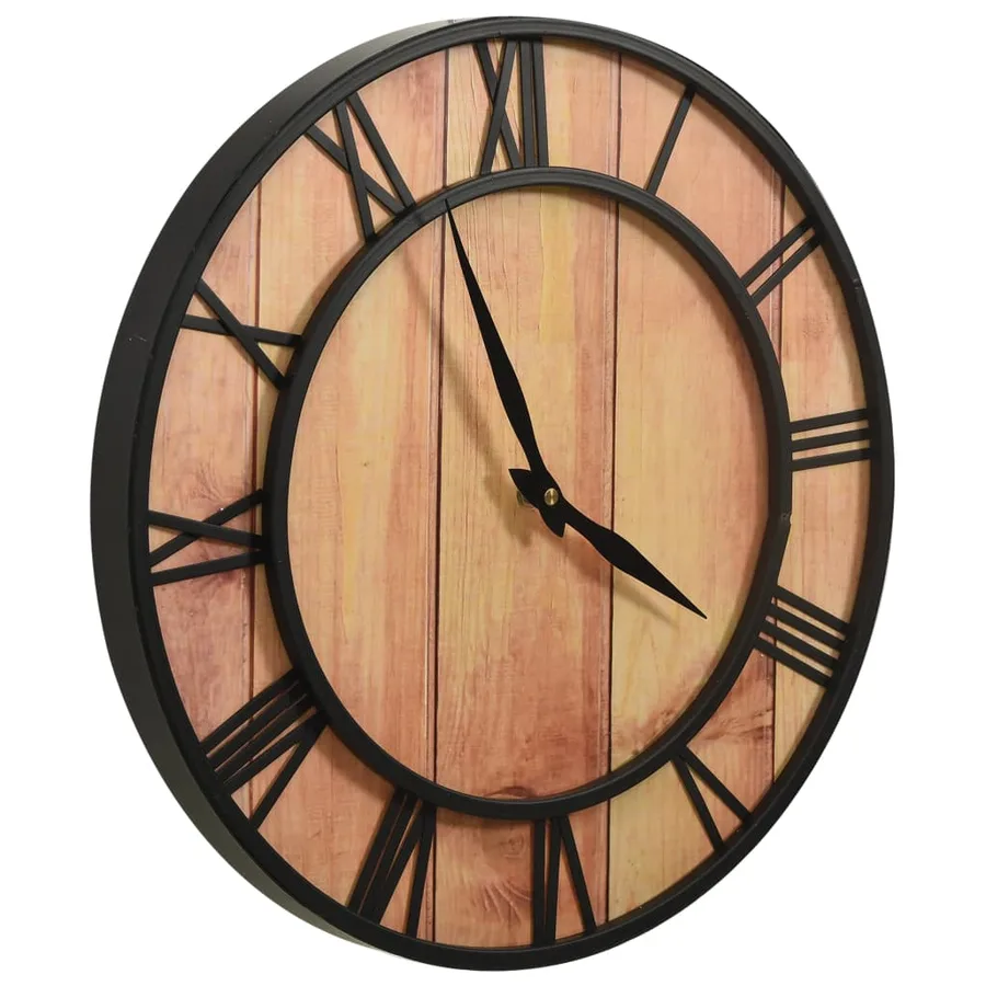Horloge murale 39 cm Marron et noir MDF et fer - 3