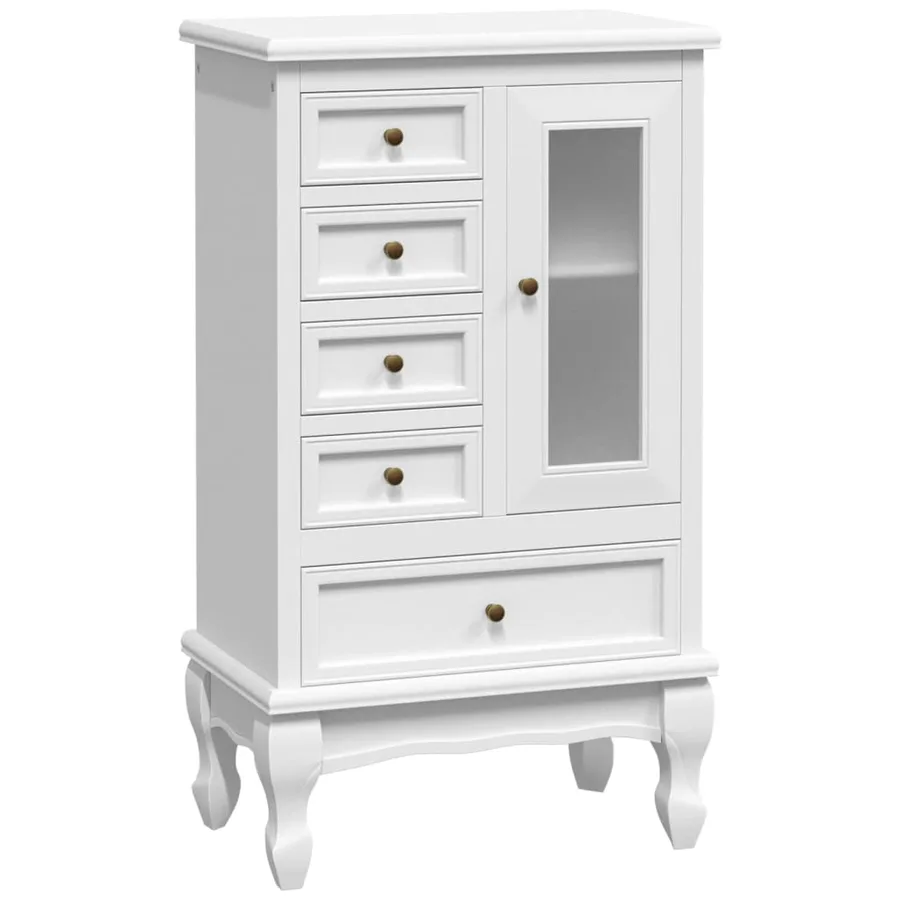Armoire avec 5 tiroirs et 2 étagères Blanc - 2