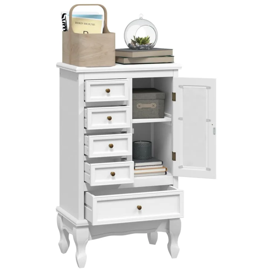 Armoire avec 5 tiroirs et 2 étagères Blanc - 4