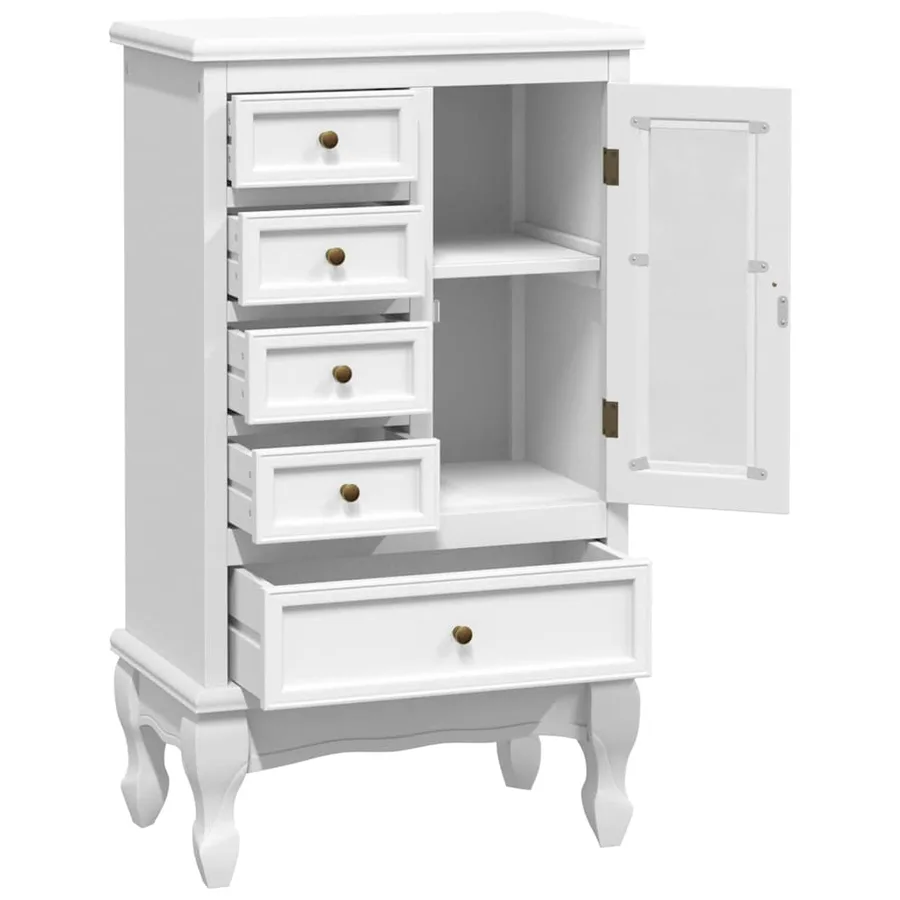 Armoire avec 5 tiroirs et 2 étagères Blanc - 5