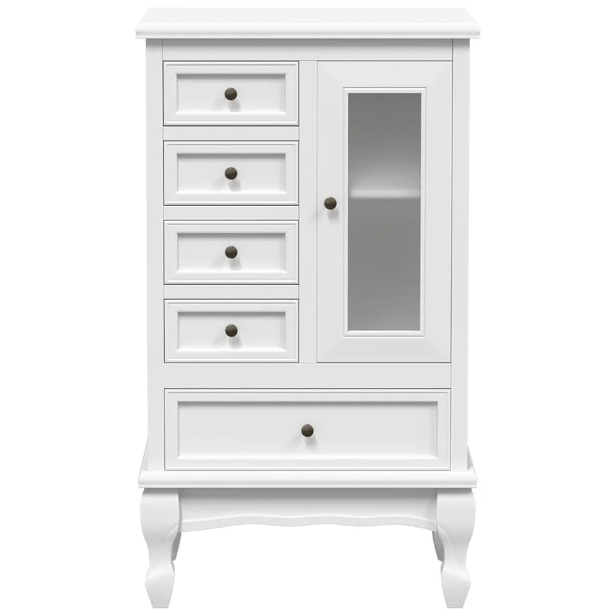 Armoire avec 5 tiroirs et 2 étagères Blanc - 6