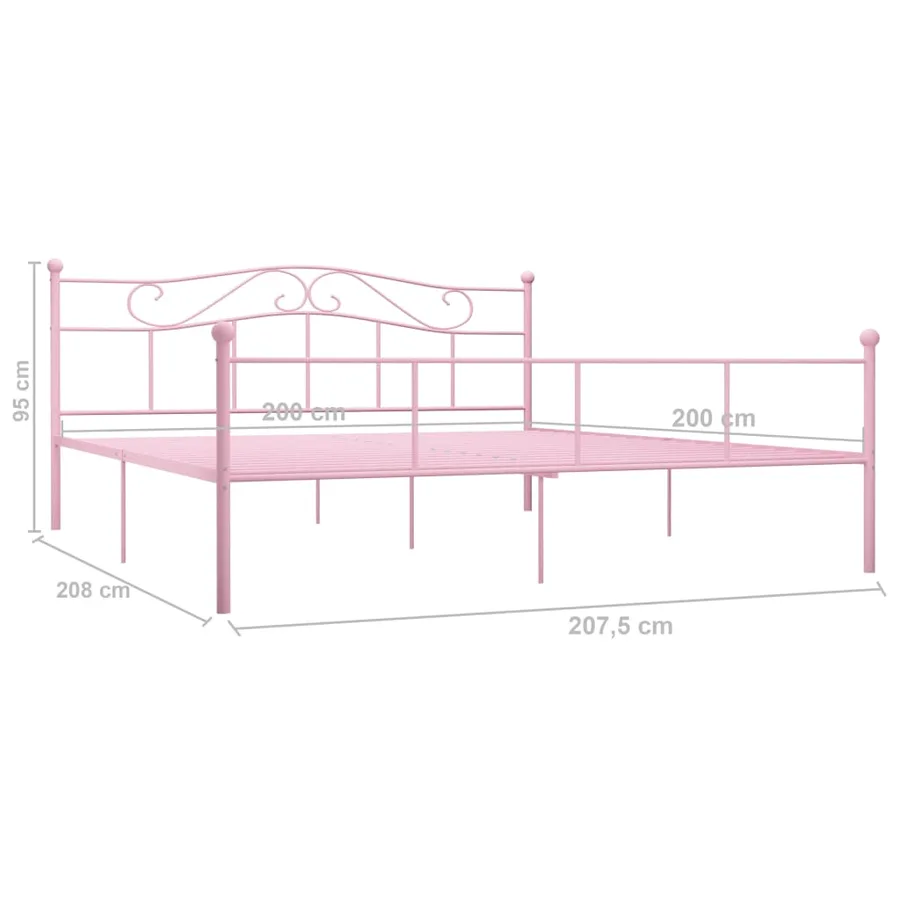 Cadre de lit Rose Métal 200x200 cm - 6