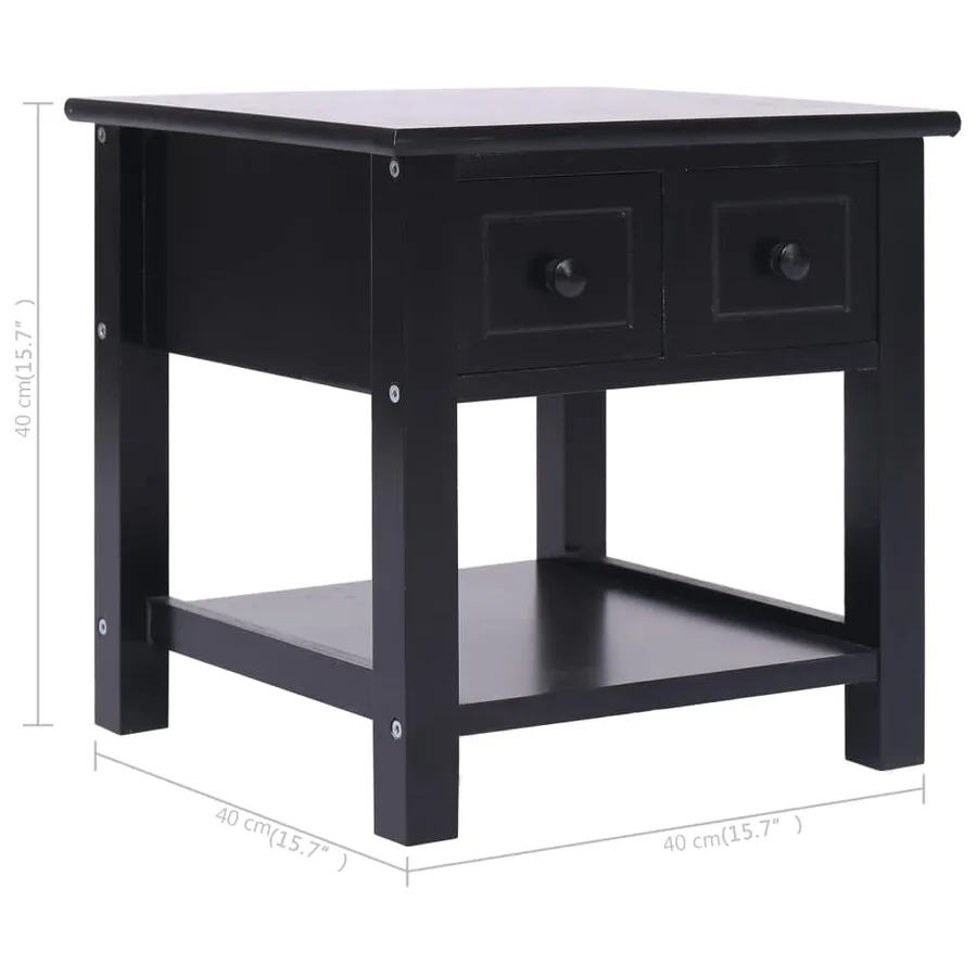 Table d'appoint Noir 40x40x40 cm Bois de Paulownia - 8