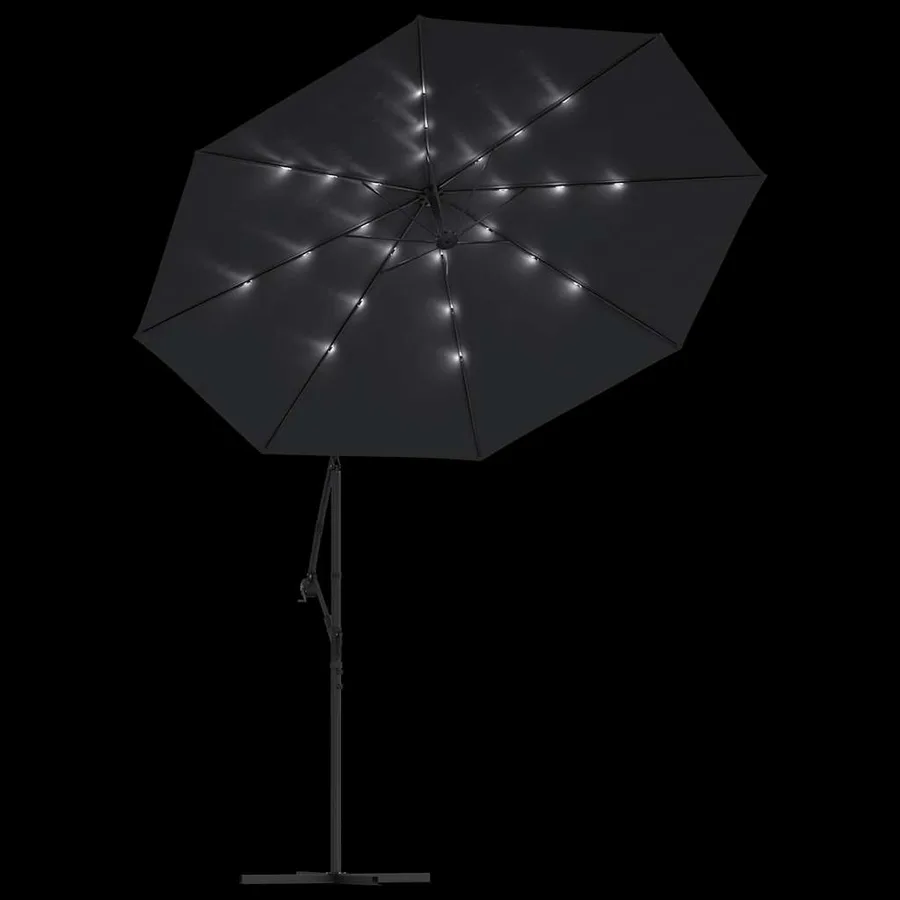 Parasol de jardin en porte-à-faux et lumières LED mât en acier - 6
