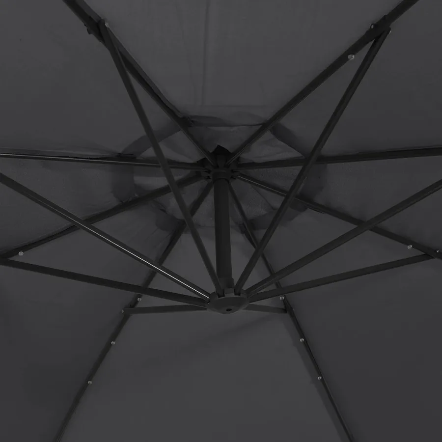 Parasol de jardin en porte-à-faux et lumières LED mât en acier - 9
