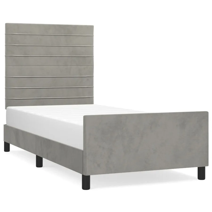 Cadre de lit sans matelas gris clair 80x200 cm velours - 2