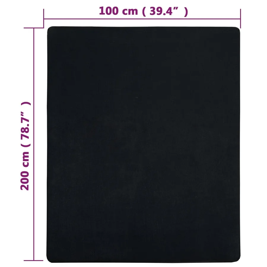 Draps-housses Jersey 2 pcs Noir 100x200 cm Coton - 5