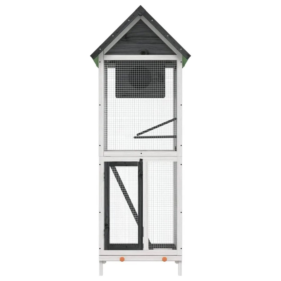 Maison à oiseaux gris 60x58,5x160 cm bois massif de pin - 3