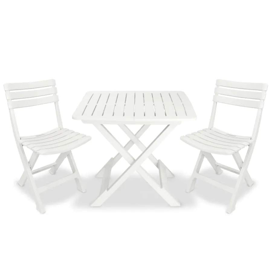Ensemble de bistro pliable 3 pcs Plastique Blanc