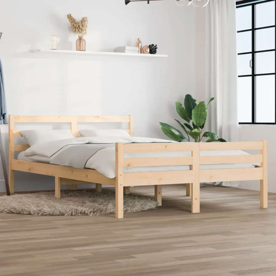 Cadre de lit sans matelas bois massif 160x200 cm