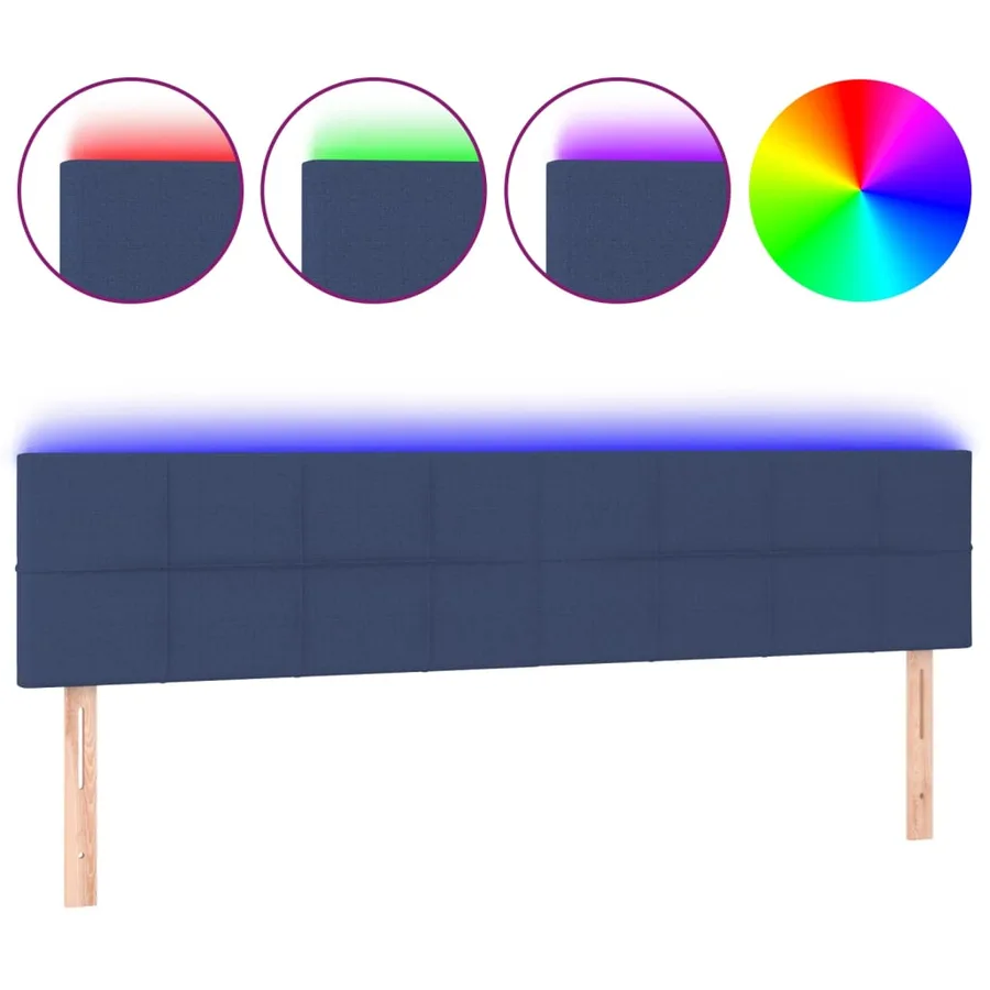 Tête de lit à LED Bleu 200x5x78/88 cm Tissu - 2