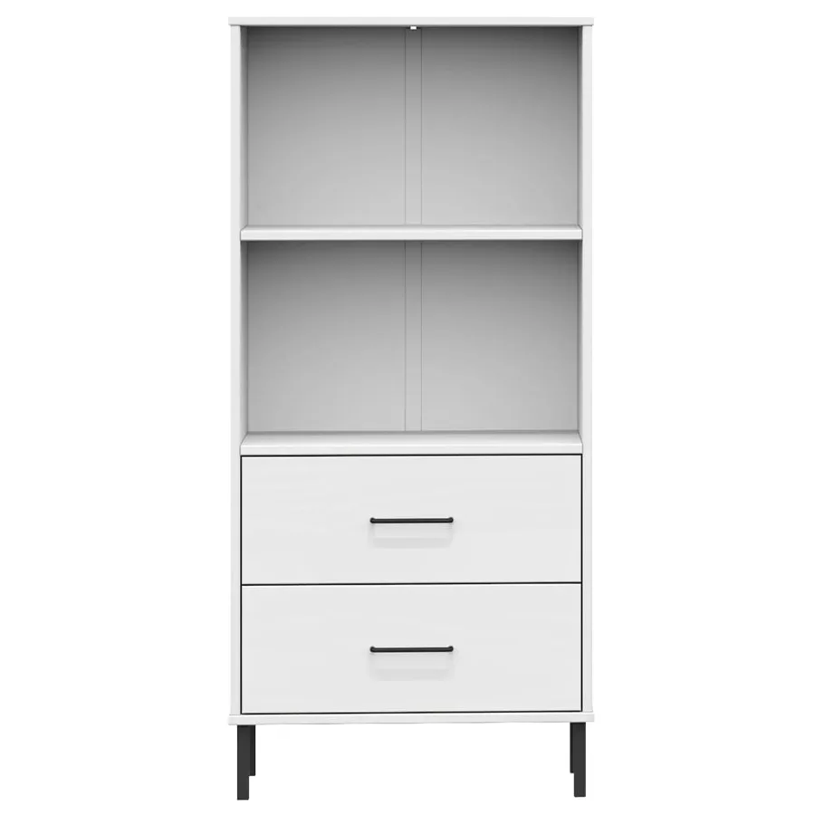 Bibliothèque à 2 tiroirs Blanc 60x35x128,5 cm Bois massif OSLO - 4