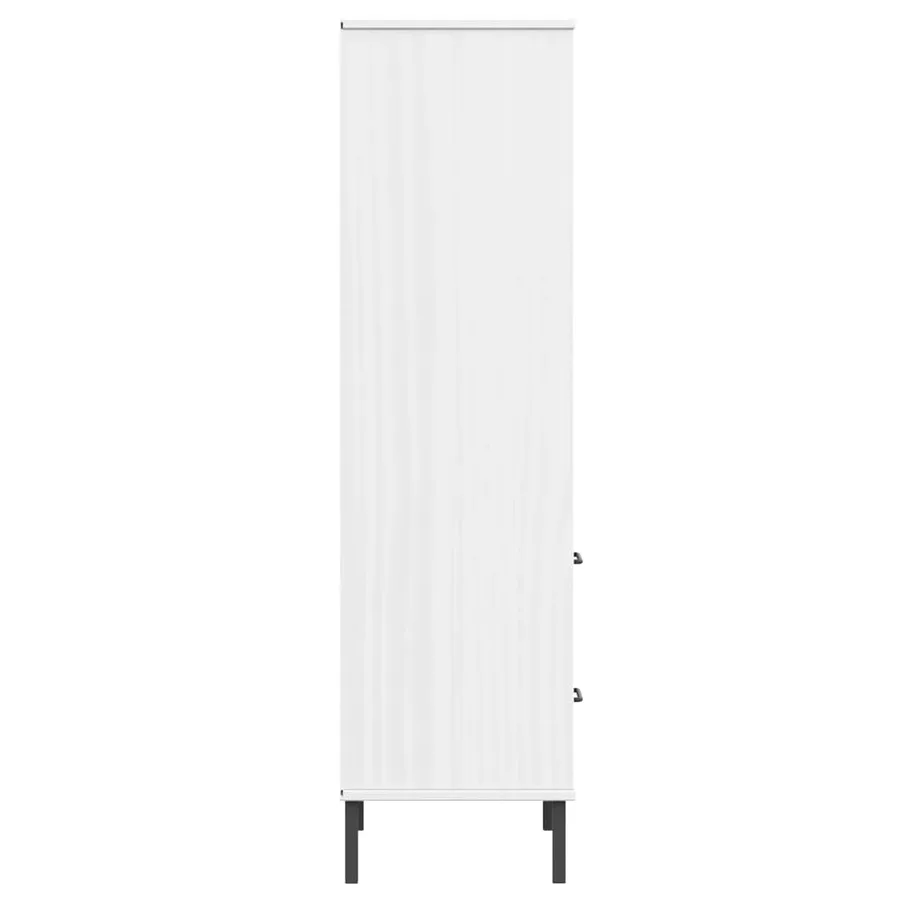 Bibliothèque à 2 tiroirs Blanc 60x35x128,5 cm Bois massif OSLO - 6