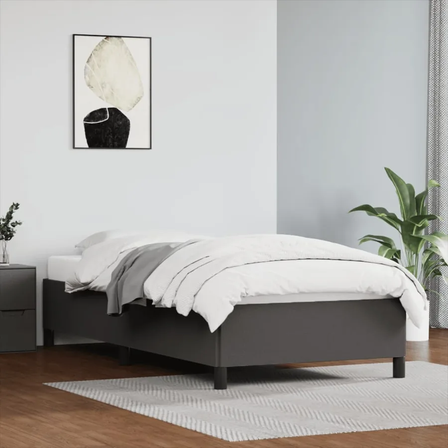 Cadre de lit sans matelas gris 90x190 cm similicuir