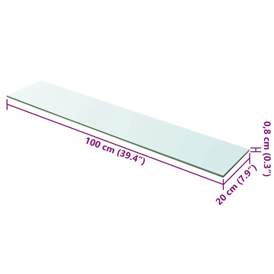 Panneau pour étagère Verre transparent 100 x 20 cm - 3