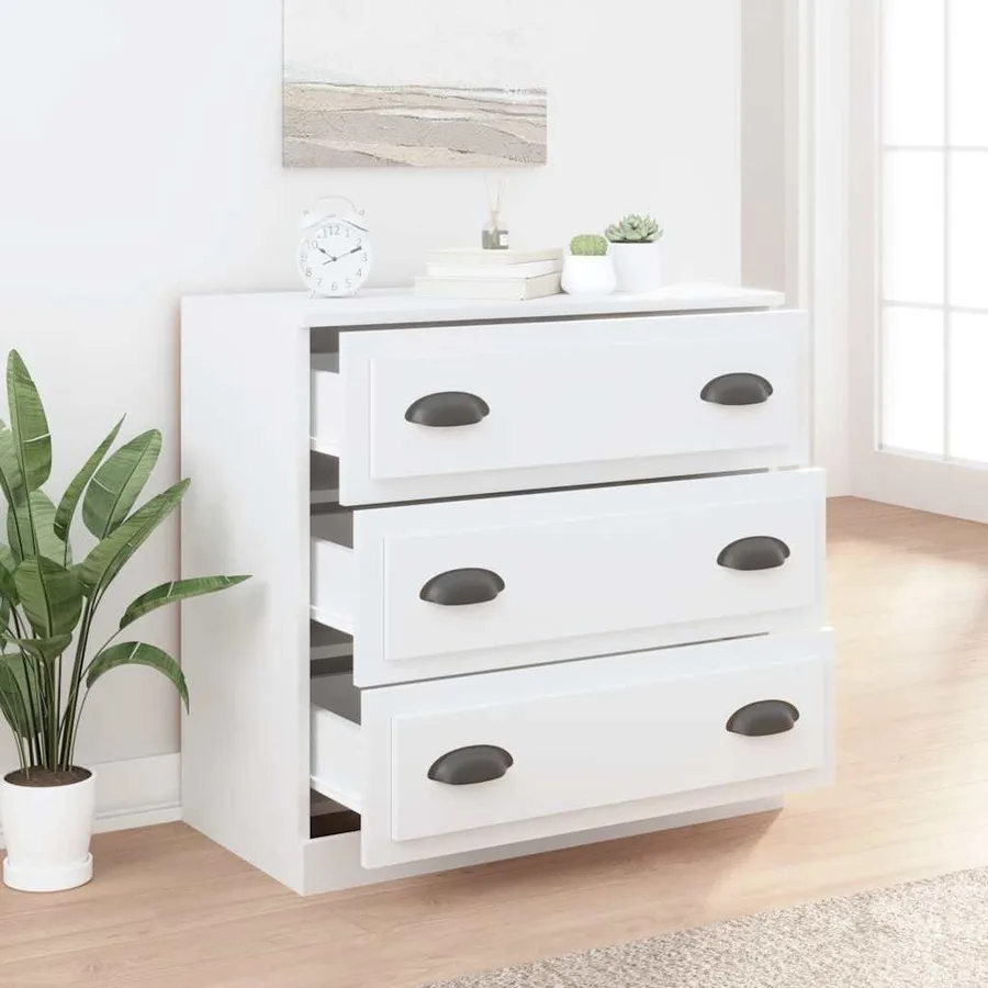 Buffet blanc 70x35,5x67,5 cm bois d'ingénierie - 6