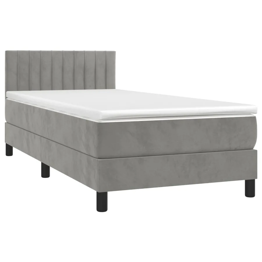 Sommier à lattes de lit et matelas et LED Gris clair 80x200cm - 3