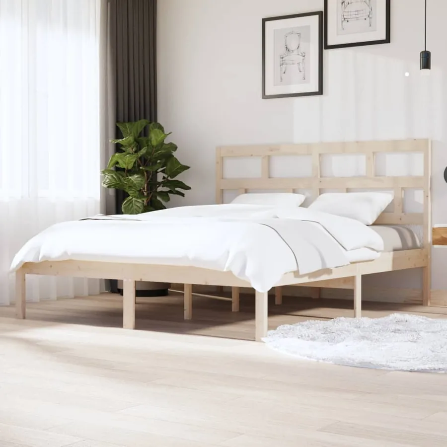 Cadre de lit sans matelas bois massif 160x200 cm