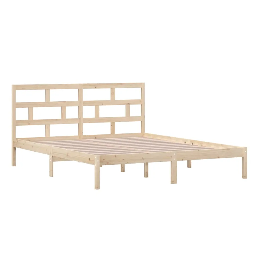 Cadre de lit sans matelas bois massif 160x200 cm - 4