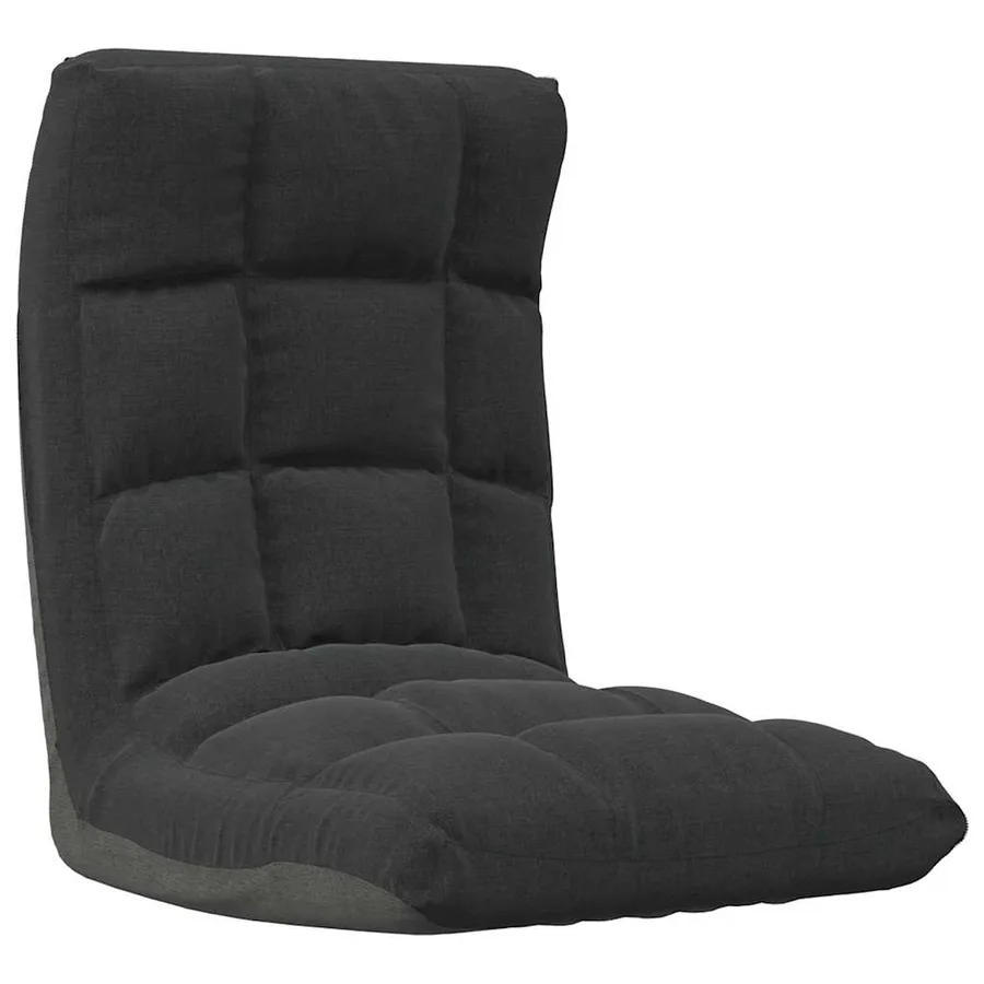 Chaise pliable de sol Noir Tissu - 2