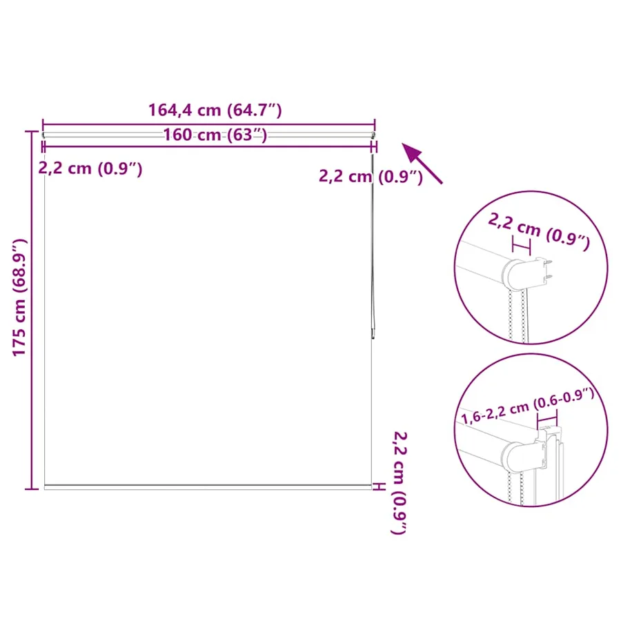 Store enrouleur occultant 164,4 x 175 cm, largeur du tissu 160 cm, rouge - 18