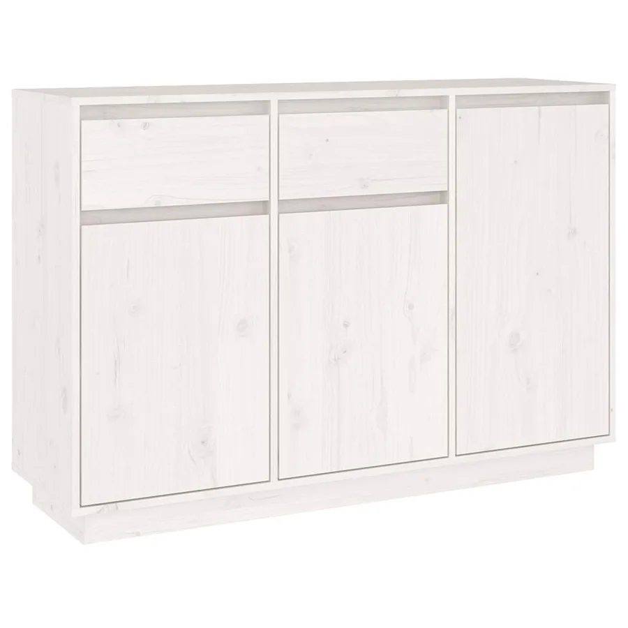 Buffet blanc 110x34x75 cm bois massif de pin - 2