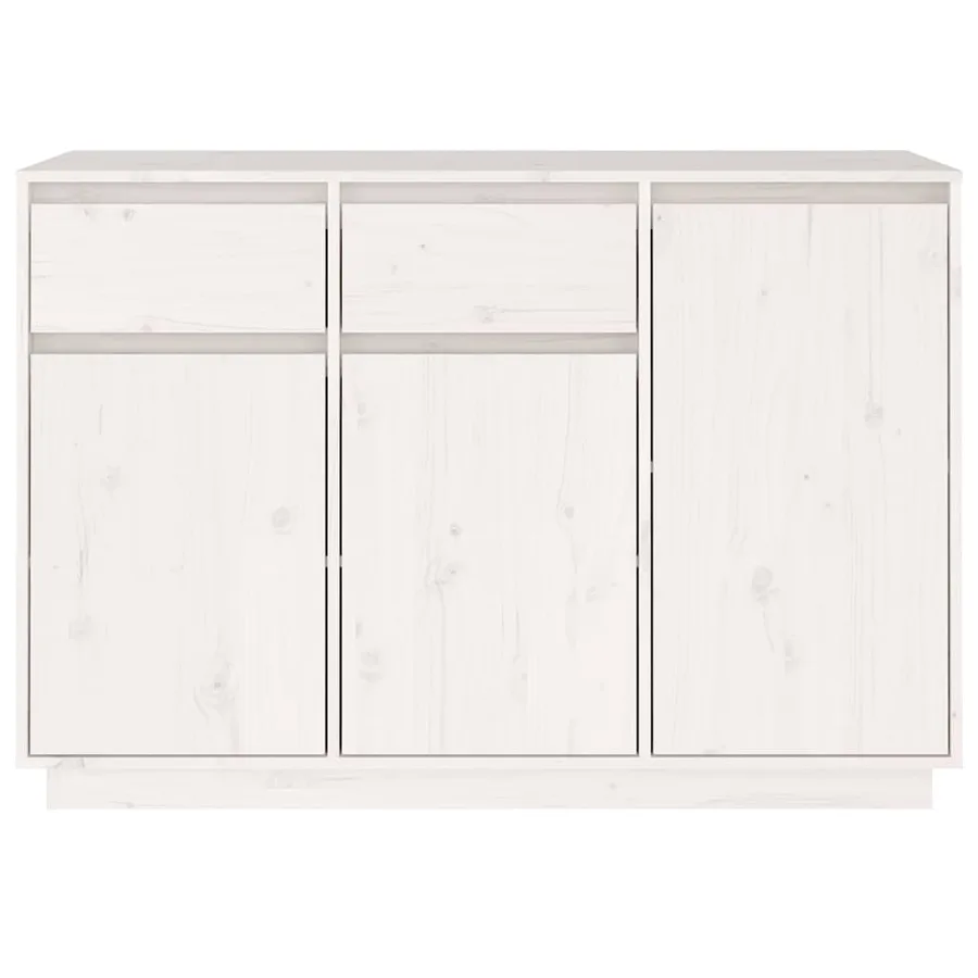 Buffet blanc 110x34x75 cm bois massif de pin - 3