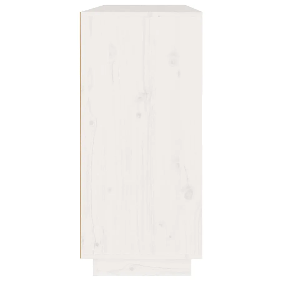 Buffet blanc 110x34x75 cm bois massif de pin - 4