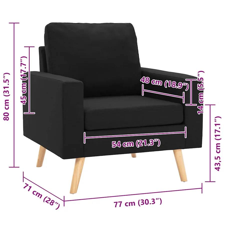 Fauteuil Noir Tissu - 7
