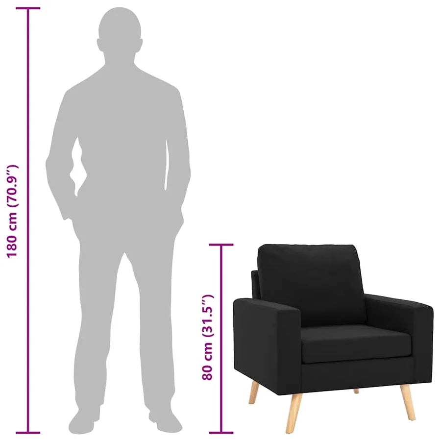 Fauteuil Noir Tissu - 8