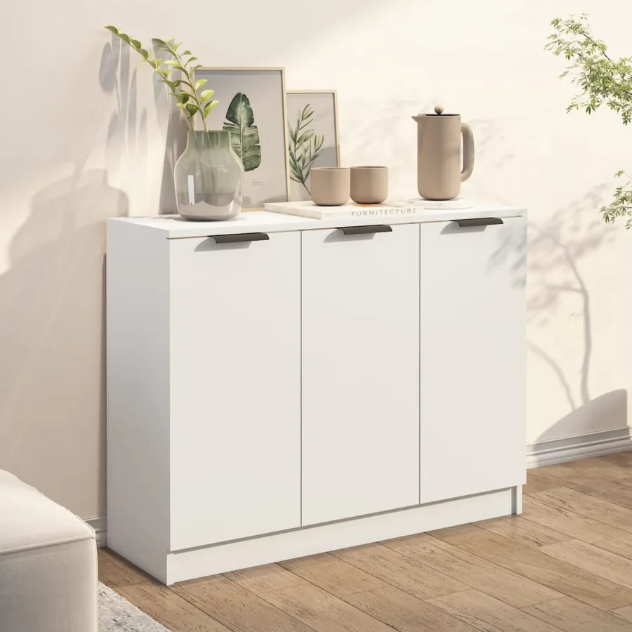 Buffet Blanc 90,5x30x70 cm Bois d'ingénierie - 3