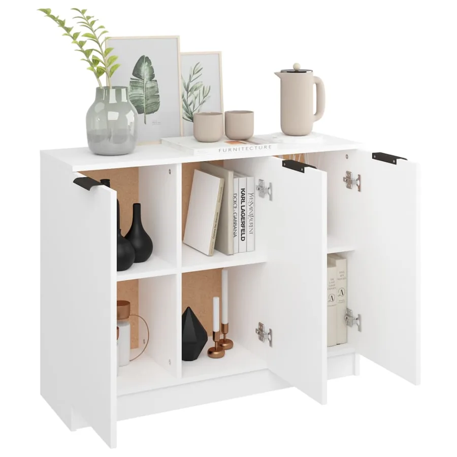 Buffet Blanc 90,5x30x70 cm Bois d'ingénierie - 4