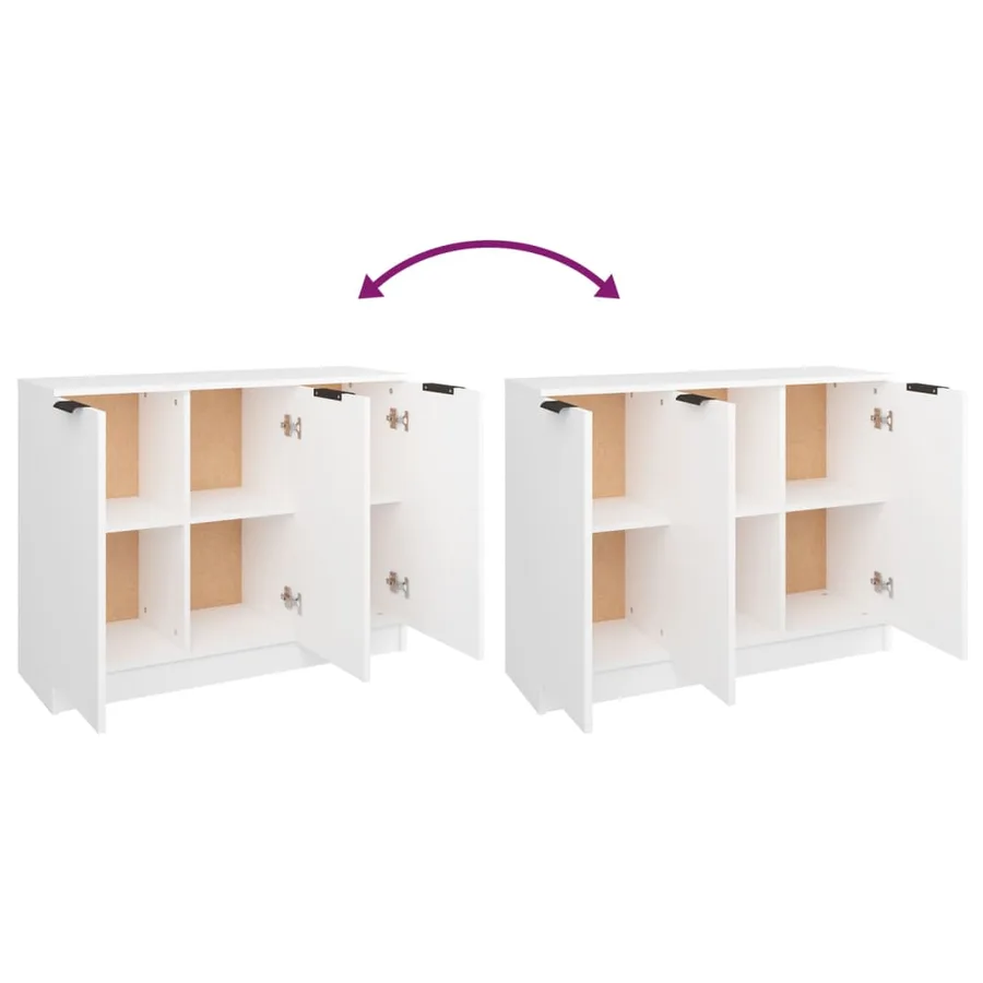 Buffet Blanc 90,5x30x70 cm Bois d'ingénierie - 8