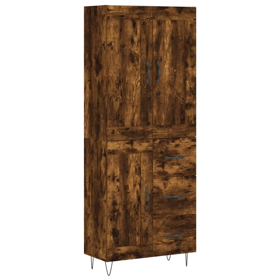 Buffet haut Chêne fumé 69,5x34x180 cm Bois d'ingénierie - 2