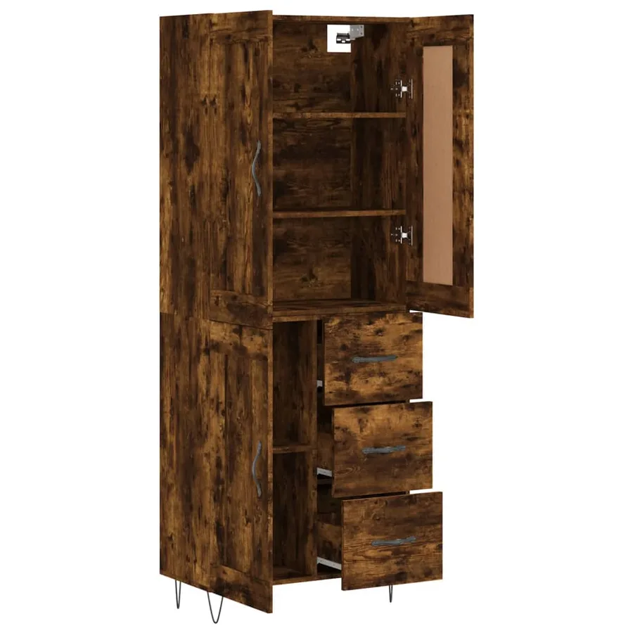 Buffet haut Chêne fumé 69,5x34x180 cm Bois d'ingénierie - 4