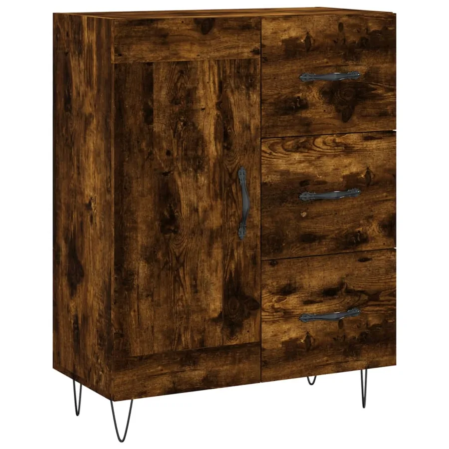 Buffet haut Chêne fumé 69,5x34x180 cm Bois d'ingénierie - 7