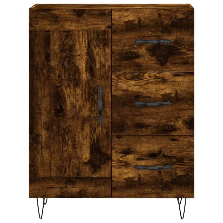 Buffet haut Chêne fumé 69,5x34x180 cm Bois d'ingénierie - 8
