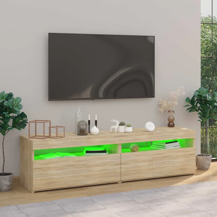 Meubles TV 2 pcs avec lumières LED Chêne sonoma 75x35x40 cm - 4