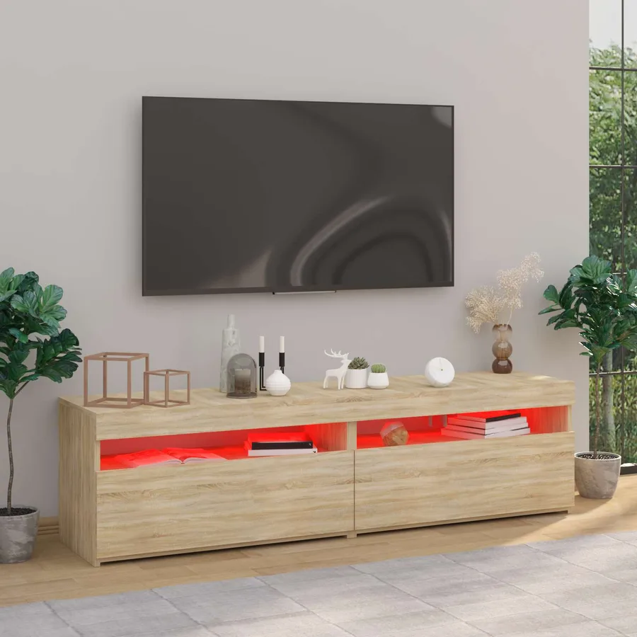 Meubles TV 2 pcs avec lumières LED Chêne sonoma 75x35x40 cm - 5
