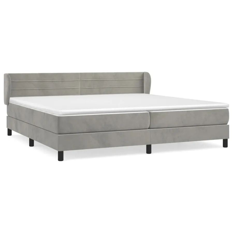 Sommier à lattes de lit et matelas Gris clair 200x200cm Velours - 2