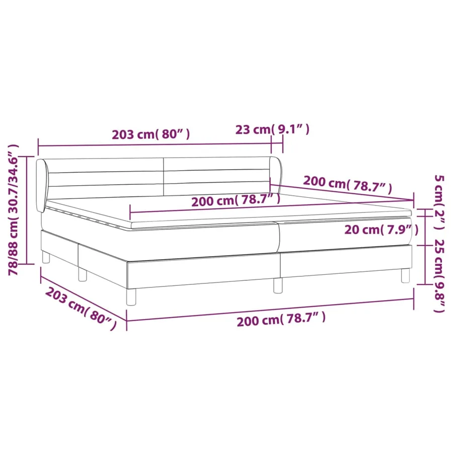Sommier à lattes de lit et matelas Gris clair 200x200cm Velours - 7