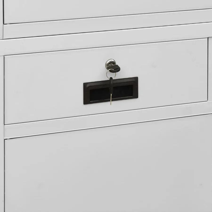 Armoire de bureau Gris clair 90x40x180 cm Acier et verre trempé - 10