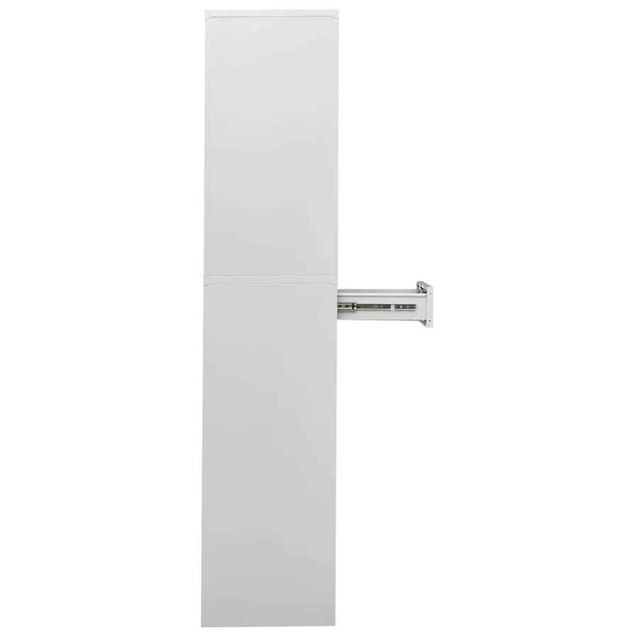 Armoire de bureau Gris clair 90x40x180 cm Acier et verre trempé - 4